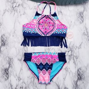 Bikini Top And Bottom Bathingsuit Fringe Multicolo